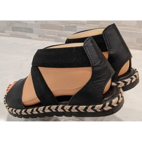 Women's SOREL Ella II Black Leather Criss Cross Sandals SZ 7 - Picture 7 of 10